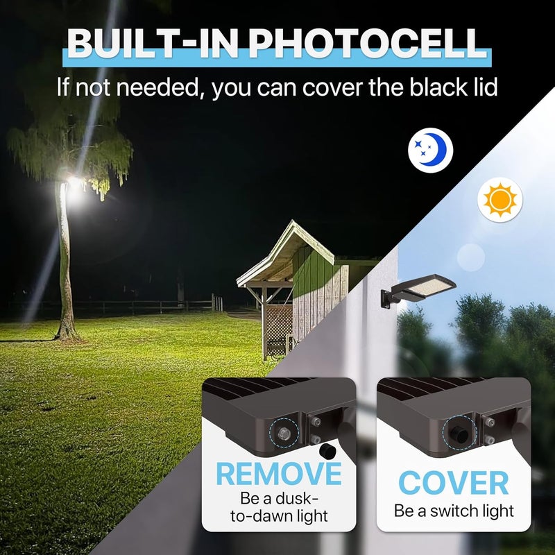 Pvilub أضواء مواقف السيارات LED خارجية - 200 واط 30000 لومن مدرجة من UL - 5000 كلفن قابلة للتعديل لتركيب على الجدران لمواقف السيارات من الغسق حتى الفجر - أضواء أمان قابلة للتعتيم 0-10 فولت للحدائق والشوارع والمحاكم والممرات والطرق والاستادات - Image 4